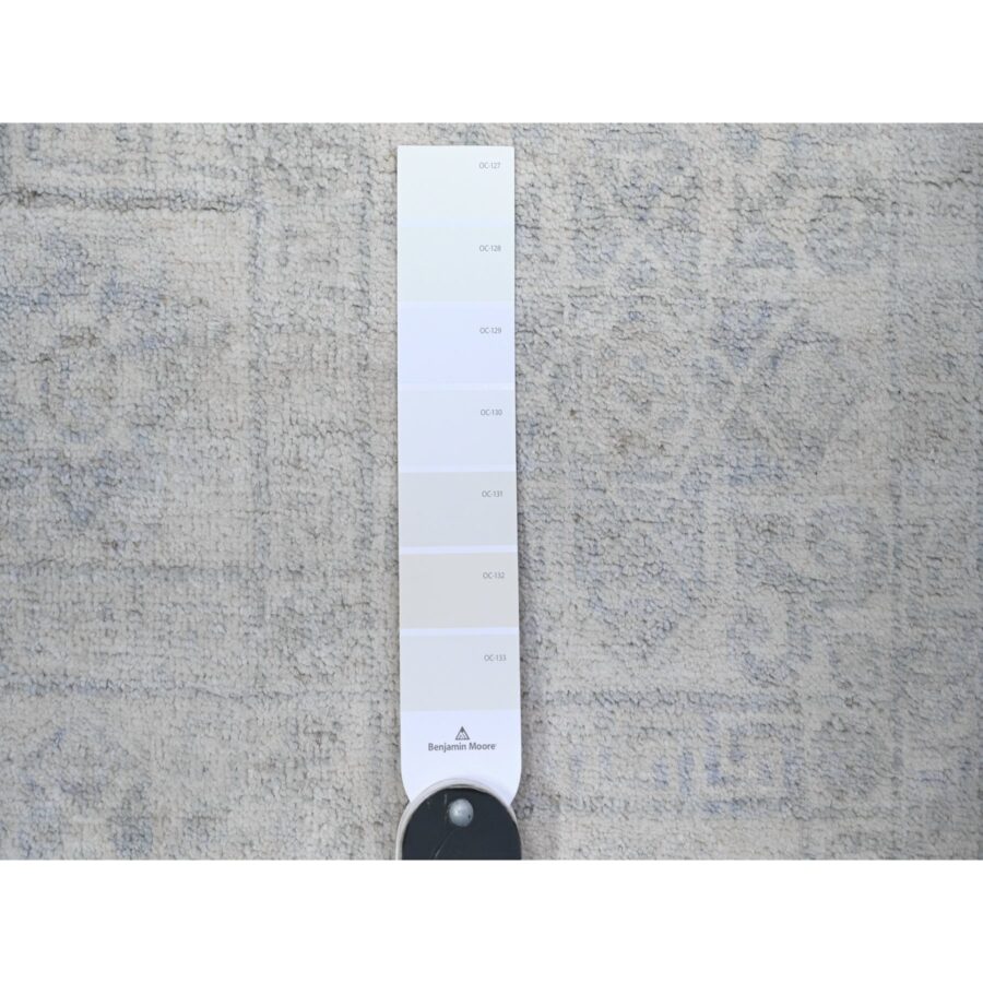 3'10"x5'7" Pacific Pearl Ivory, Soft and Velvety Wool, White Wash Peshawar with Khotan Design Natural Dyes, Hand Knotted, Oriental Rug Sh74786 - Image 3