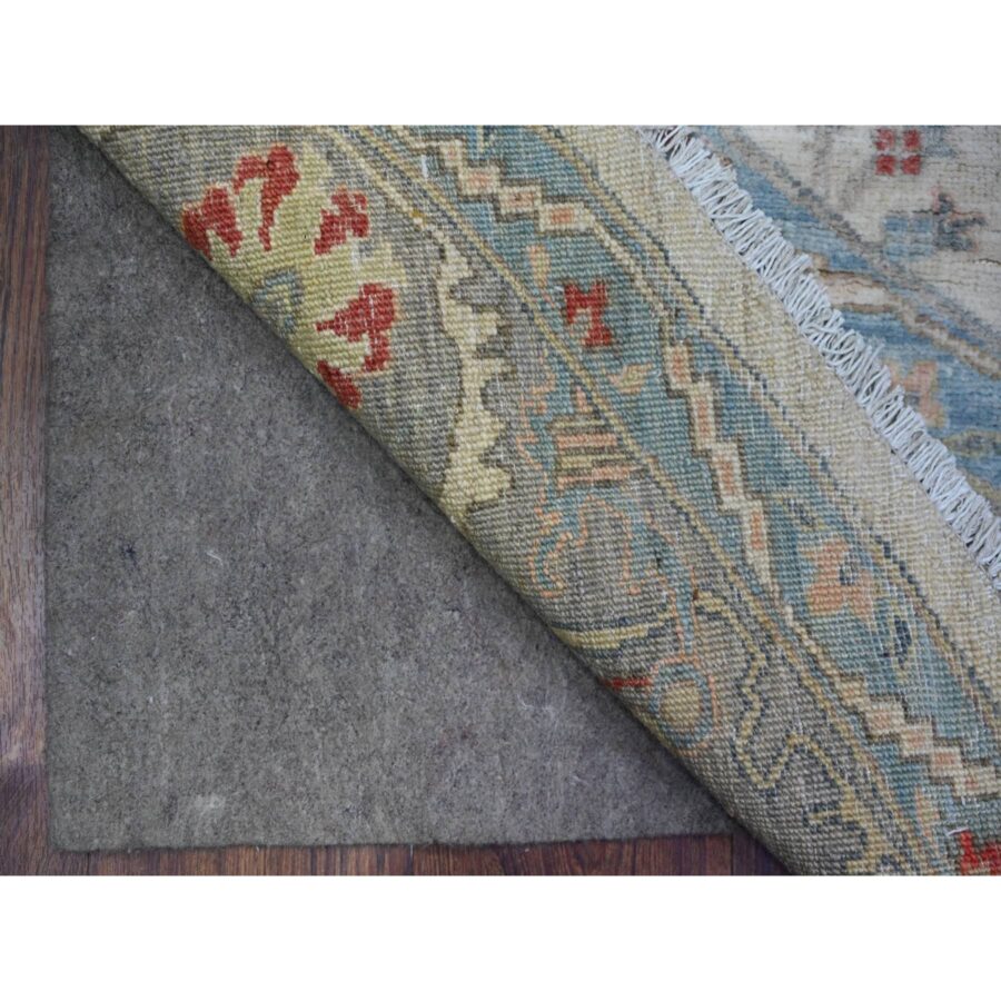 8'x8' White on White, Hand Knotted, High Grade Wool with Ziegler Mahal Design, Vegetable Dyes, Round Oriental Rug Sh74821 - Image 4