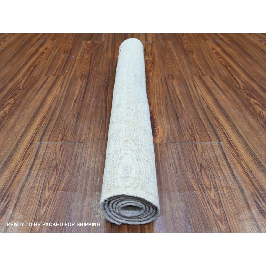 3'x4'9" Aircraft White, White Wash Peshawar with Faded Colors, Soft Wool, Hand Knotted, Oriental Rug Sh74871 - Image 4