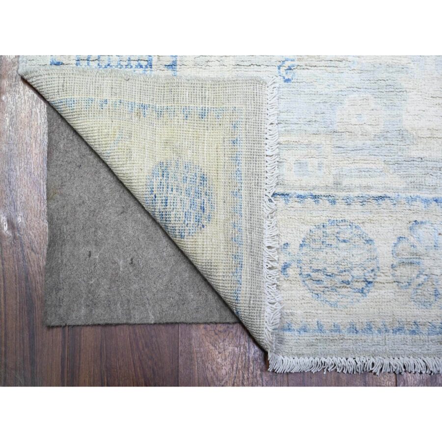 4'x12'1" Chrome Gray, White Wash Khotan with Pomegranate Garden Design, Organic Wool, Runner Oriental Rug Sh74877 - Image 2