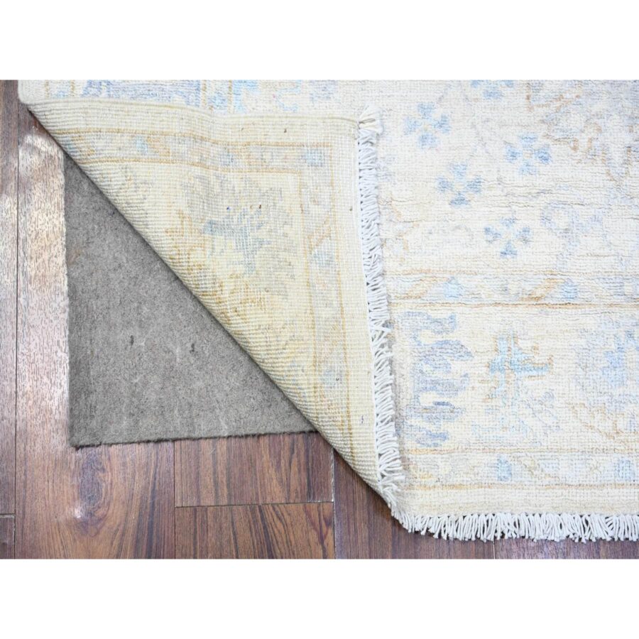 3'10"x5'9" Broken White, Vegetable Dyes, Peshawar with Washed Out Faded Colors, Shiny Wool, Hand Knotted, Oriental Rug Sh74878 - Image 2