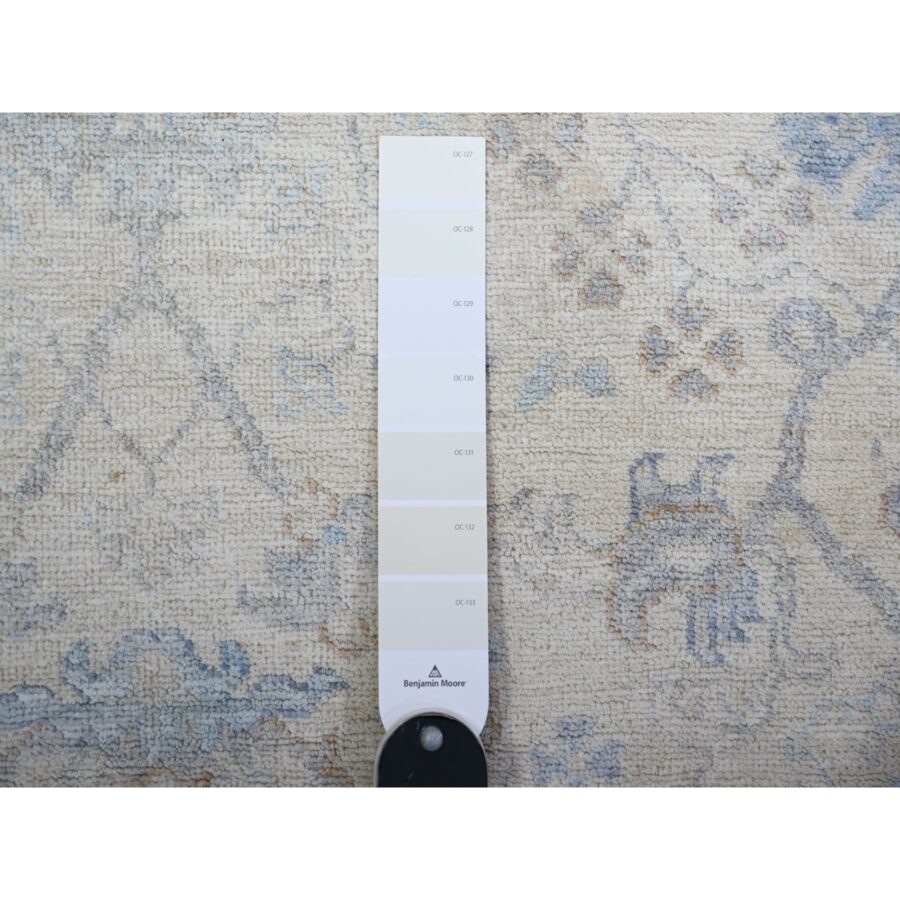 3'10"x5'9" Broken White, Vegetable Dyes, Peshawar with Washed Out Faded Colors, Shiny Wool, Hand Knotted, Oriental Rug Sh74878 - Image 3