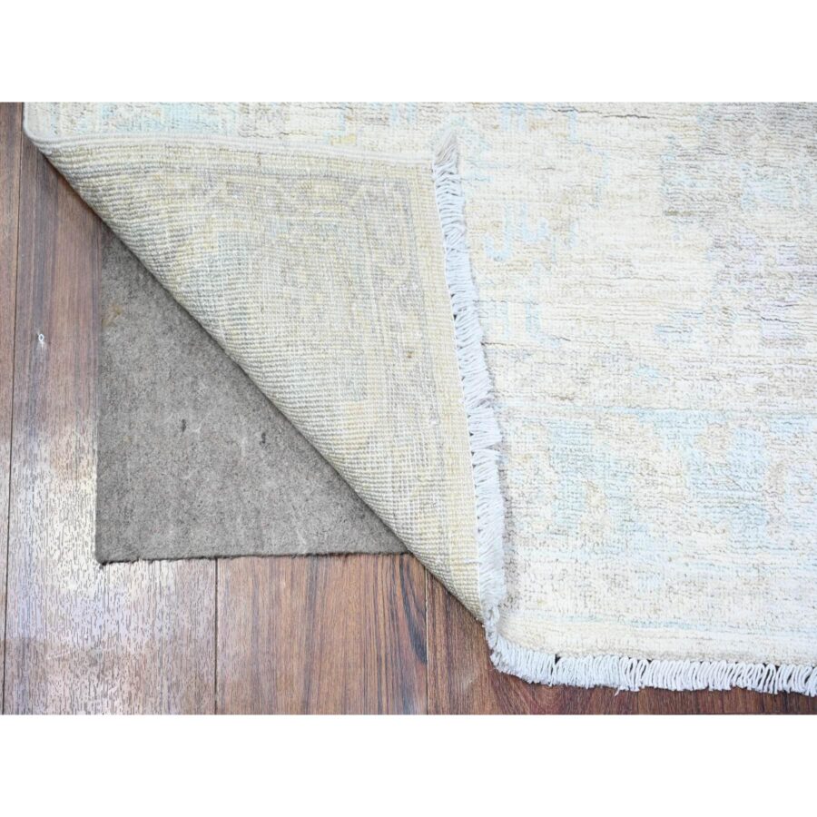 3'10"x5'8" Lace Ivory, Natural Dyes, Stone Washed Peshawar Faded Out, Soft Organic Wool, Hand Knotted, Oriental Rug Sh74879 - Image 2