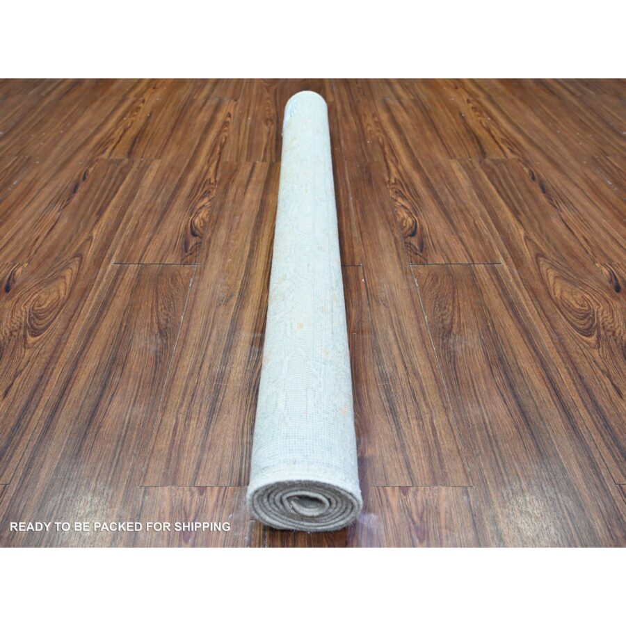3'10"x5'8" Lexicon Ivory, White Wash Peshawar with Faded Colors Vegetable Dyes, Soft Organic Wool, Hand Knotted, Oriental Rug Sh74880 - Image 4