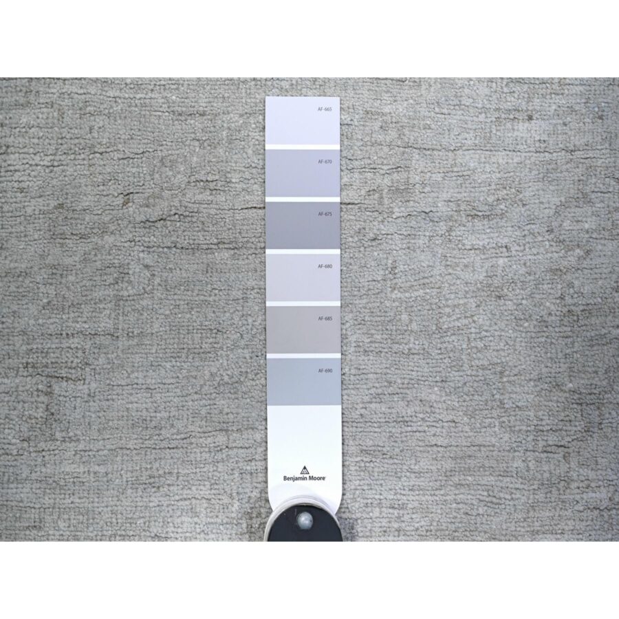 5'x6'9" Platinum Gray, White Wash Peshawar with All Over Design, Natural Dyes, Pure Wool, Hand Knotted, Oriental Rug Sh74949 - Image 3
