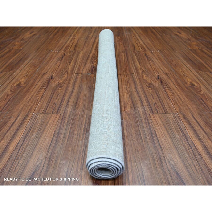 5'x6'9" Platinum Gray, White Wash Peshawar with All Over Design, Natural Dyes, Pure Wool, Hand Knotted, Oriental Rug Sh74949 - Image 4