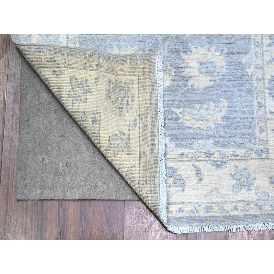 2'6"x14'8" Glaucous Gray and Spring Ivory, Natural Dyes, Natural Wool, Hand Knotted, Finer Peshawar with All Over Pattern, XL Runner Oriental Rug Sh74956 - Image 2