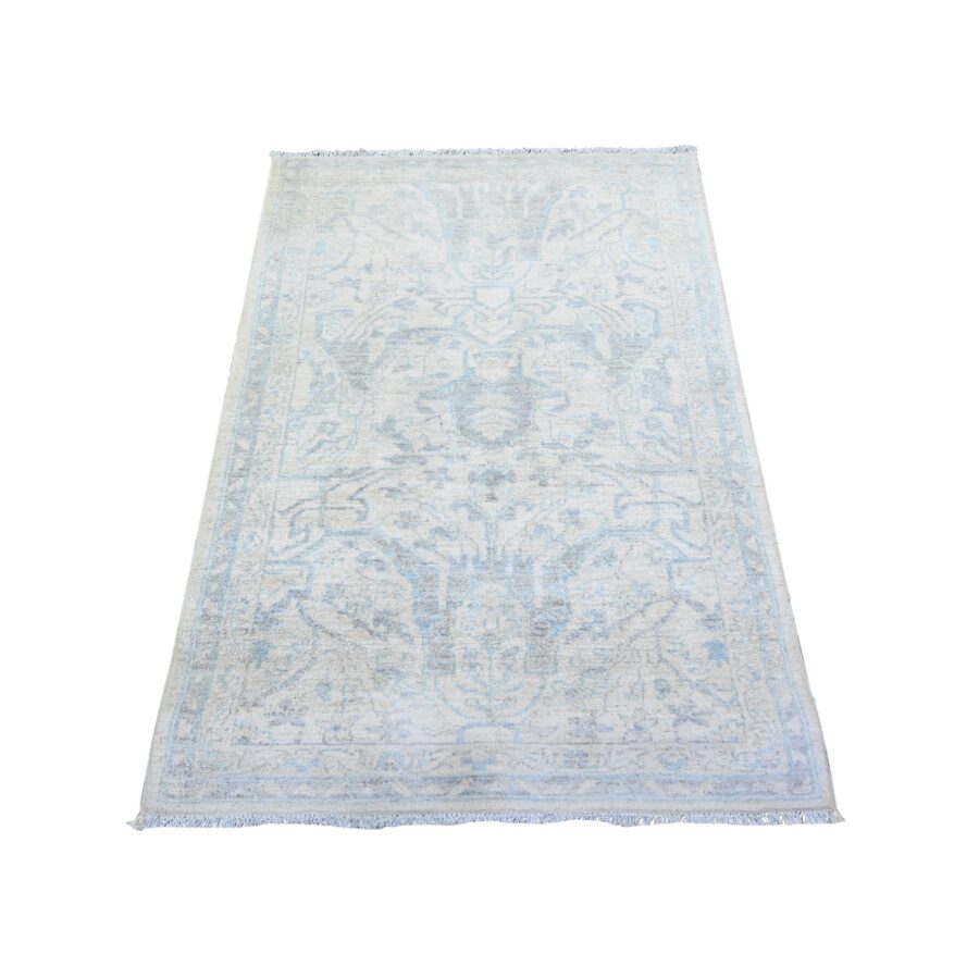 3'x5' Lexicon Ivory, Extra Soft Wool, Hand Knotted, Natural Dyes Finer Peshawar with All Over Pattern, Oriental Rug Sh74960