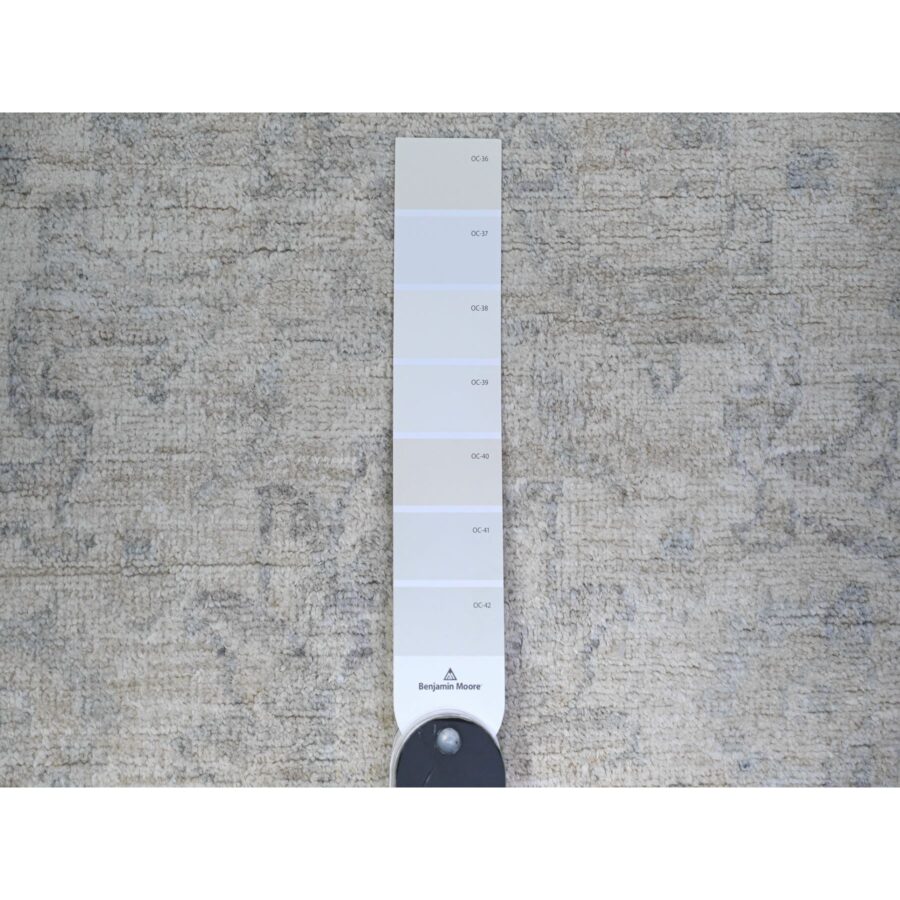 3'x4'9" Platinum Gray, White Wash Peshawar with All Over Design, Natural Dyes, Pure Wool, Hand Knotted, Oriental Rug Sh74962 - Image 3