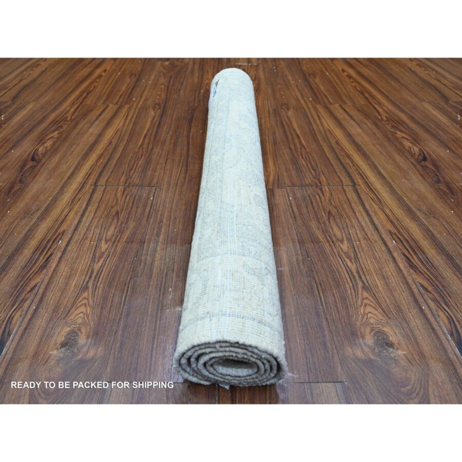 3'x4'9" Platinum Gray, White Wash Peshawar with All Over Design, Natural Dyes, Pure Wool, Hand Knotted, Oriental Rug Sh74962 - Image 4