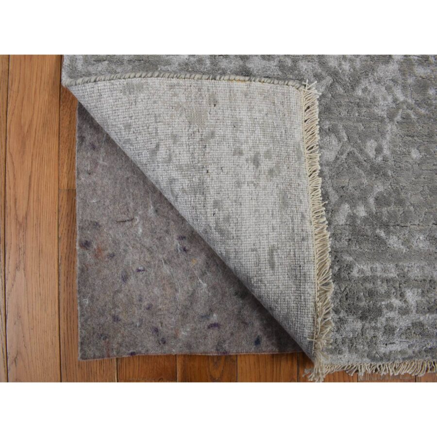 2'7"x6' Moorland Gray, Hand Knotted, Soft to Touch, Broken Wool and Silk, Persian Design, Denser Weave, Short Runner, Oriental Rug Sh78117 - Image 3