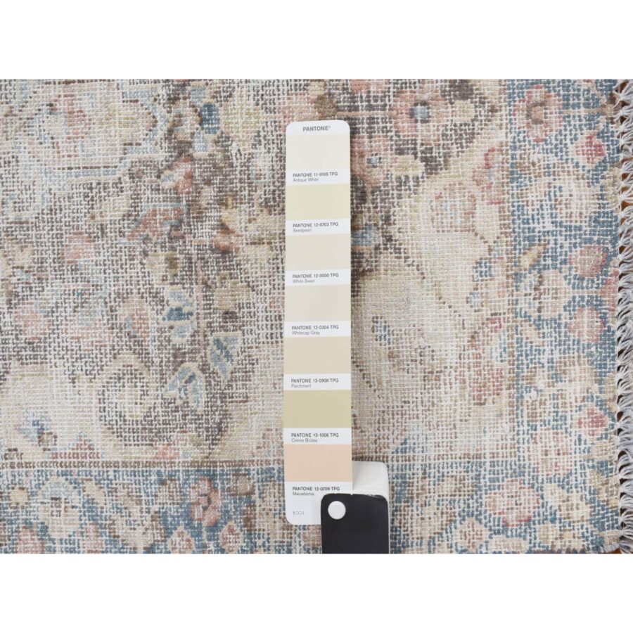 1'10"x3'9" Ivory, Vintage Persian Kerman, Faded Design, Hand Knotted, Soft Wool, Worn Down, Mat Oriental Rug Sh78139 - Image 4