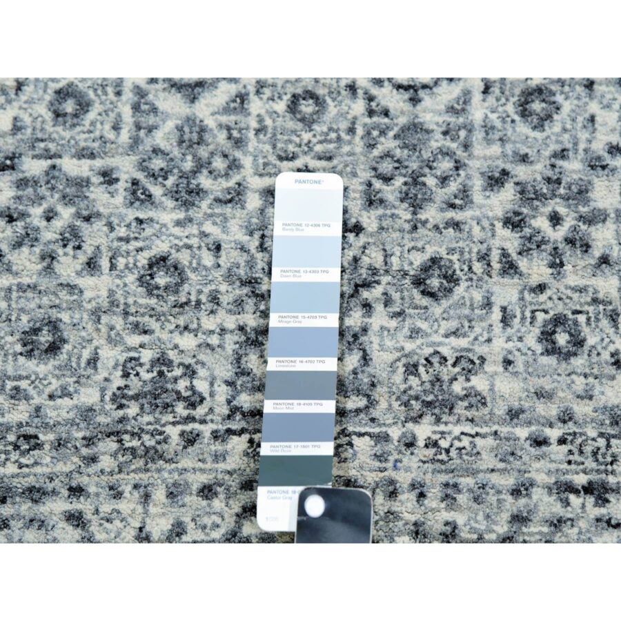 3'x5'3" Azureish White, Hand Knotted, Mamluk Design, Tone on Tone Design, Undyed 100% Wool, Oriental Rug Sh79810 - Image 4