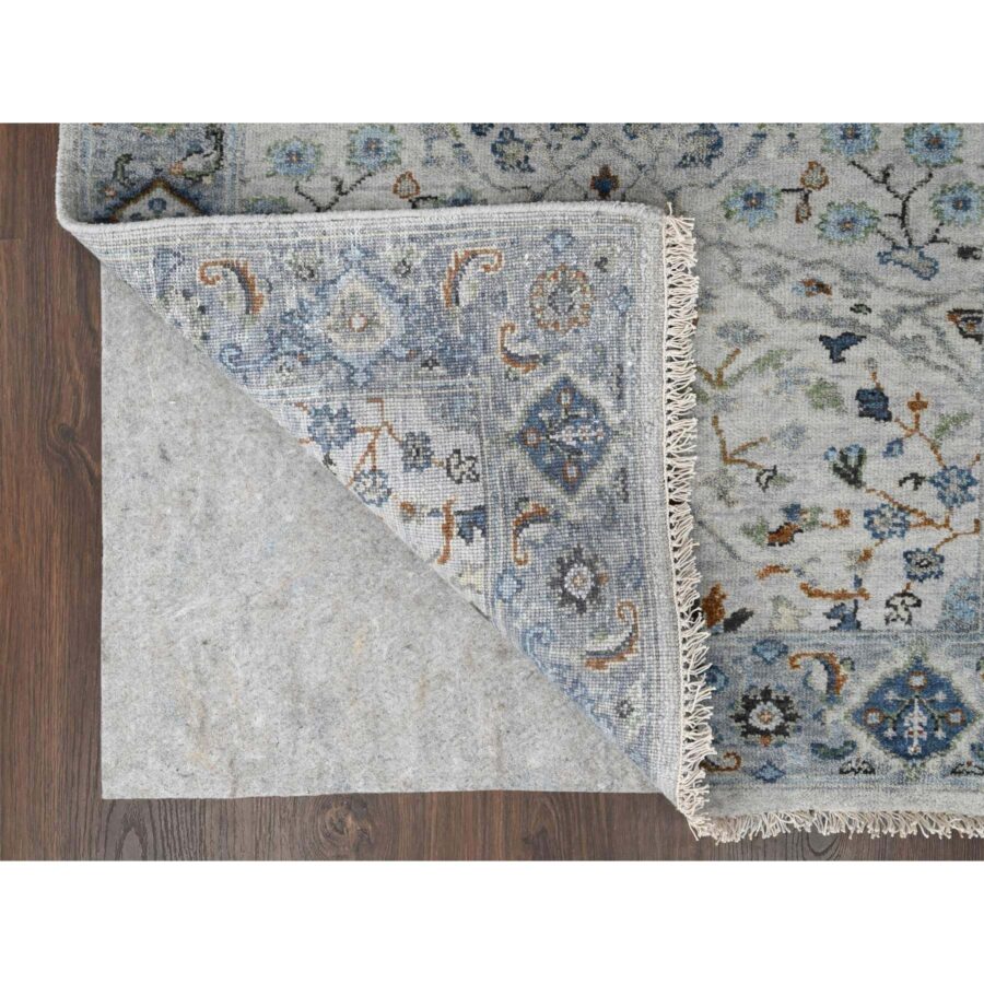 3'x5'1" Cloud Gray, Hand Knotted Oushak with Floral Motifs, Extra Soft Wool, Denser Weave, Vegetable Dyes, Oriental Rug Sh84747 - Image 3