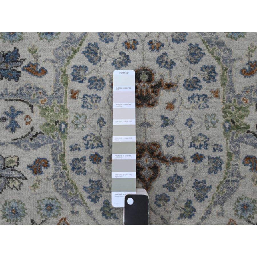 3'x5'1" Cloud Gray, Hand Knotted Oushak with Floral Motifs, Extra Soft Wool, Denser Weave, Vegetable Dyes, Oriental Rug Sh84747 - Image 4