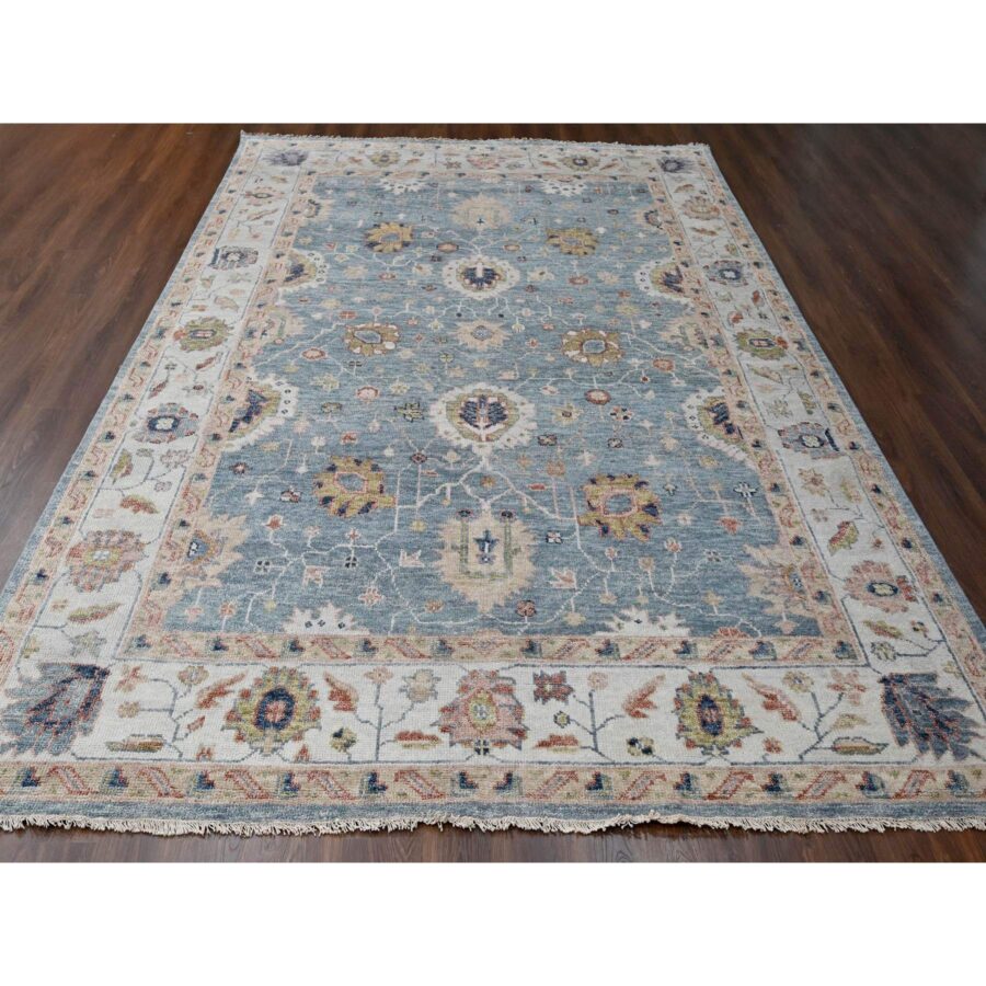 10'x14'1" Water Lake Gray and Elmira White, Tone On Tone Oushak All Over Motifs Design, Velvety Wool, Supple Collection, Plush Pile, Hand Knotted, Sustainable, Oriental Rug Sh84889 - Image 2