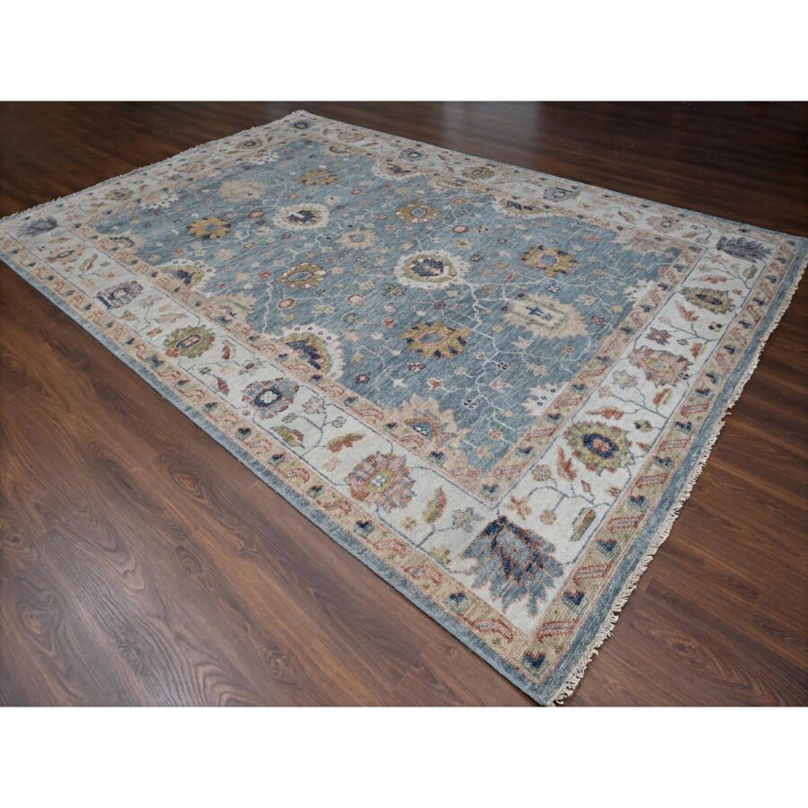 10'x14'1" Water Lake Gray and Elmira White, Tone On Tone Oushak All Over Motifs Design, Velvety Wool, Supple Collection, Plush Pile, Hand Knotted, Sustainable, Oriental Rug Sh84889 - Image 3