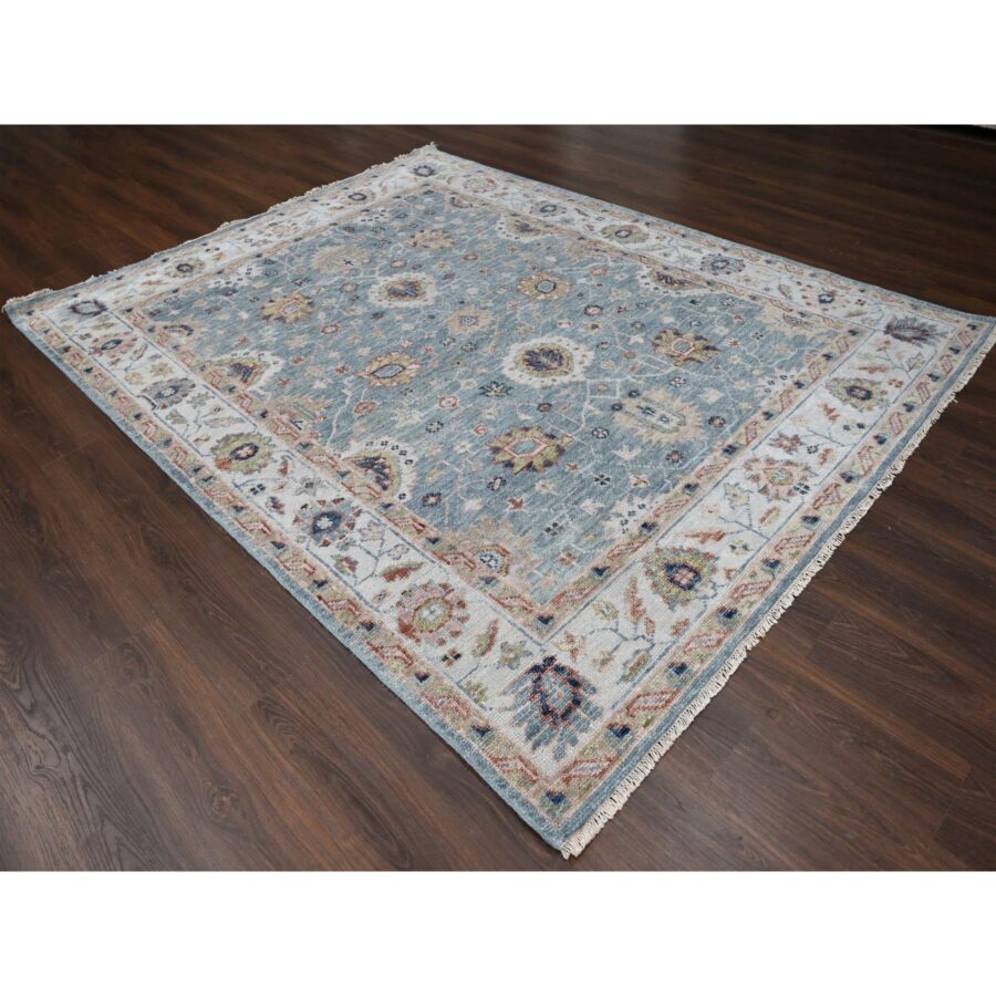 7'10"x9'10" Flower Box Gray, Soft Natural Wool Hand Knotted, Oushak Design, Tone On Tone Supple Collection, Lush and Plush, Oriental Rug Sh84890 - Image 3