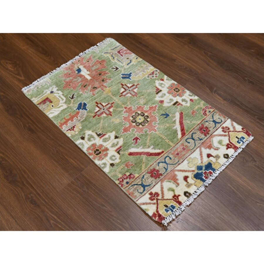2'x3' Bud Green, Extra Soft Wool, Hand Knotted Tone On Tone, Sustainable, Oushak Design, Supple Collection, Thick and Plush, Oriental Mat Rug Sh84919 - Image 2
