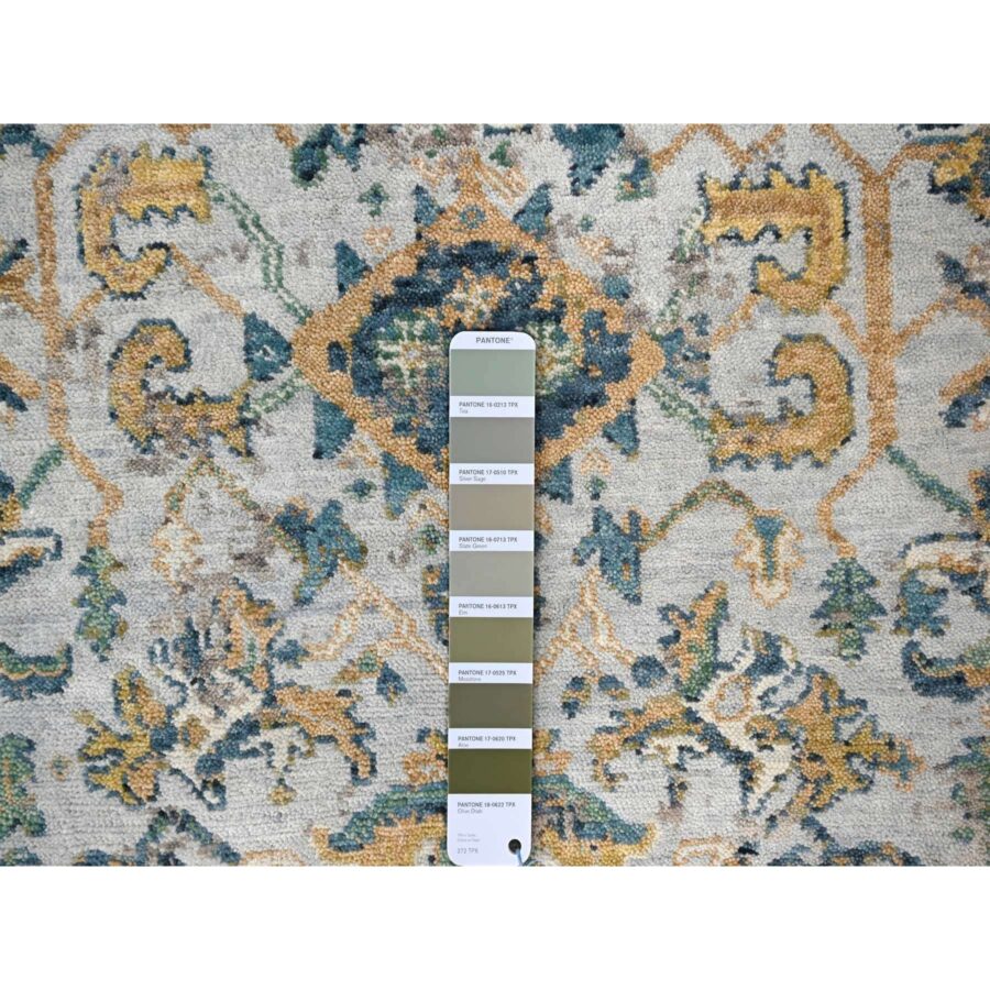 3'x5' Chrome Gray, Broken and Erased Persian Heriz Design, Organic Wool, Hand Knotted Densely Woven, Oriental Rug Sh84931 - Image 4