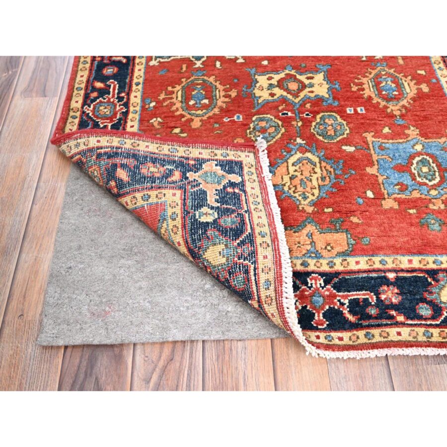 3'x4'10" Desire Red, Natural Wool, Hand Knotted, Afghan Peshawar with Serapi Heriz Design, Dense Weave, Natural Dyes, Oriental Rug Sh85644 - Image 3