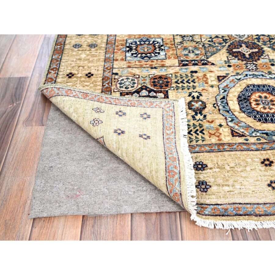 3'10"x6' Eggshell White, 200 KPSI, Extra Soft Wool, Hand Knotted, 14th Century Mamluk Dynasty Pattern, Vegetable Dyes, Oriental Rug Sh85859 - Image 3