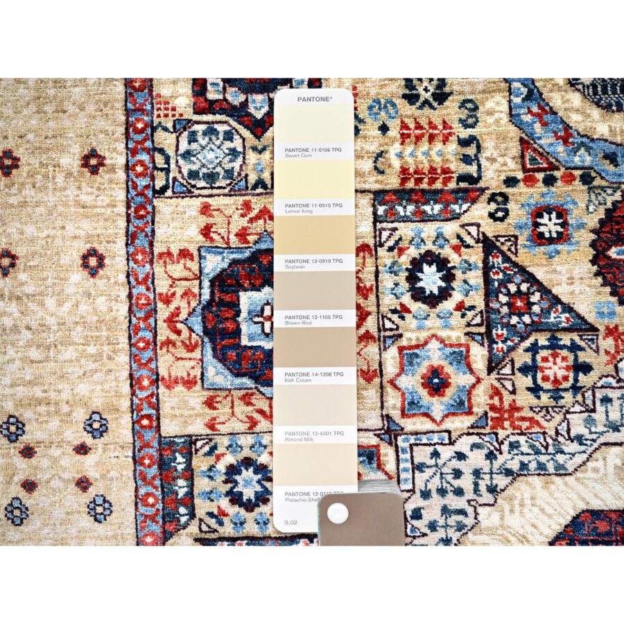 4'9"x7'1" Porcelain White, 14th Century Mamluk Dynasty Pattern, 200 KPSI, Natural Dyes, 100% Wool, Hand Knotted, Oriental Rug Sh85860 - Image 4