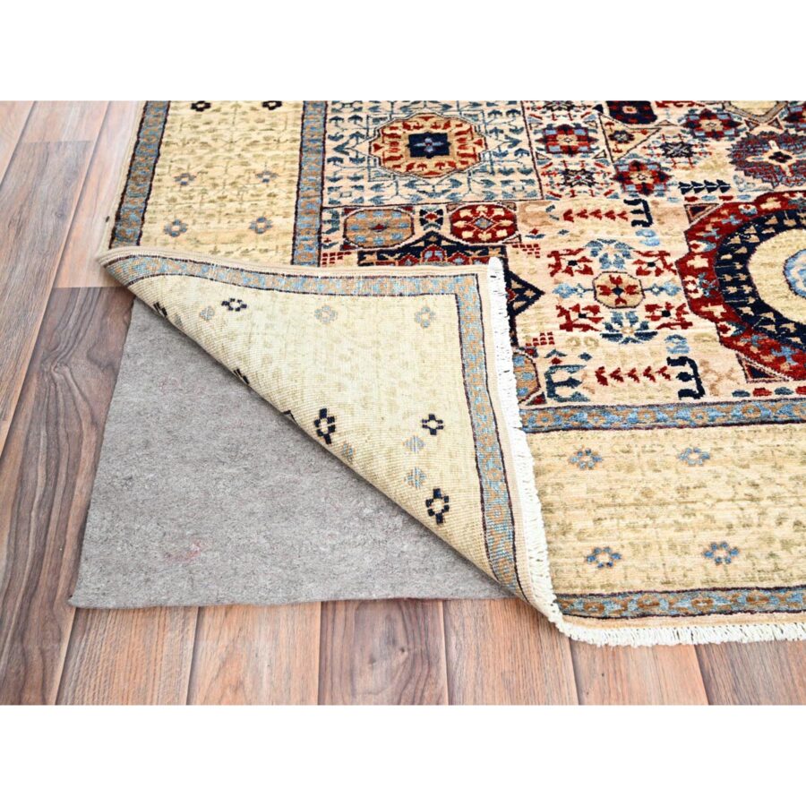 5'1"x6'8" Daisy White, Hand Knotted, Soft Wool, 200 KPSI, 14th Century Mamluk Dynasty Pattern, Vegetable Dyes, Oriental Rug Sh85863 - Image 3