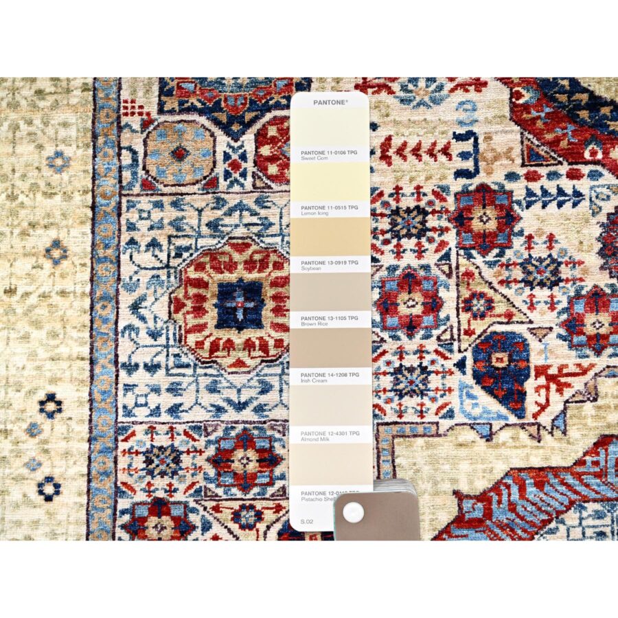 5'1"x6'8" Daisy White, Hand Knotted, Soft Wool, 200 KPSI, 14th Century Mamluk Dynasty Pattern, Vegetable Dyes, Oriental Rug Sh85863 - Image 4