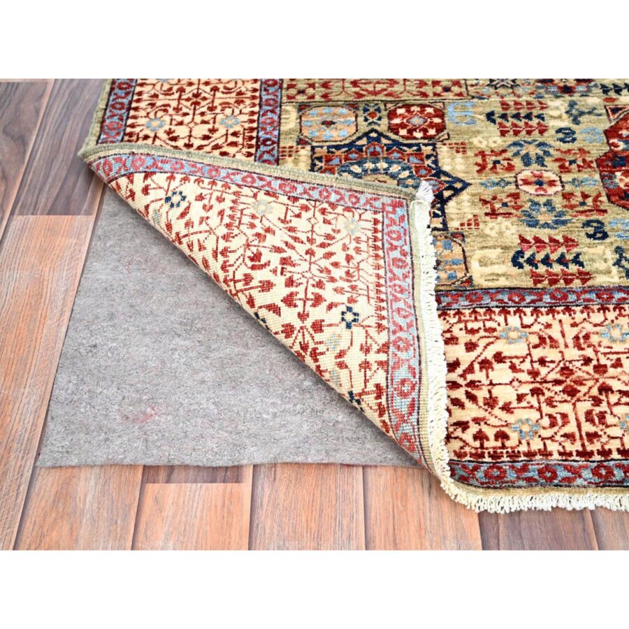 5'x6'8" Crocodile Green, Natural Dyes, Hand Knotted, Extra Soft Wool, 14th Century Mamluk Dynasty Pattern, 200 KPSI, Oriental Rug Sh85864 - Image 3