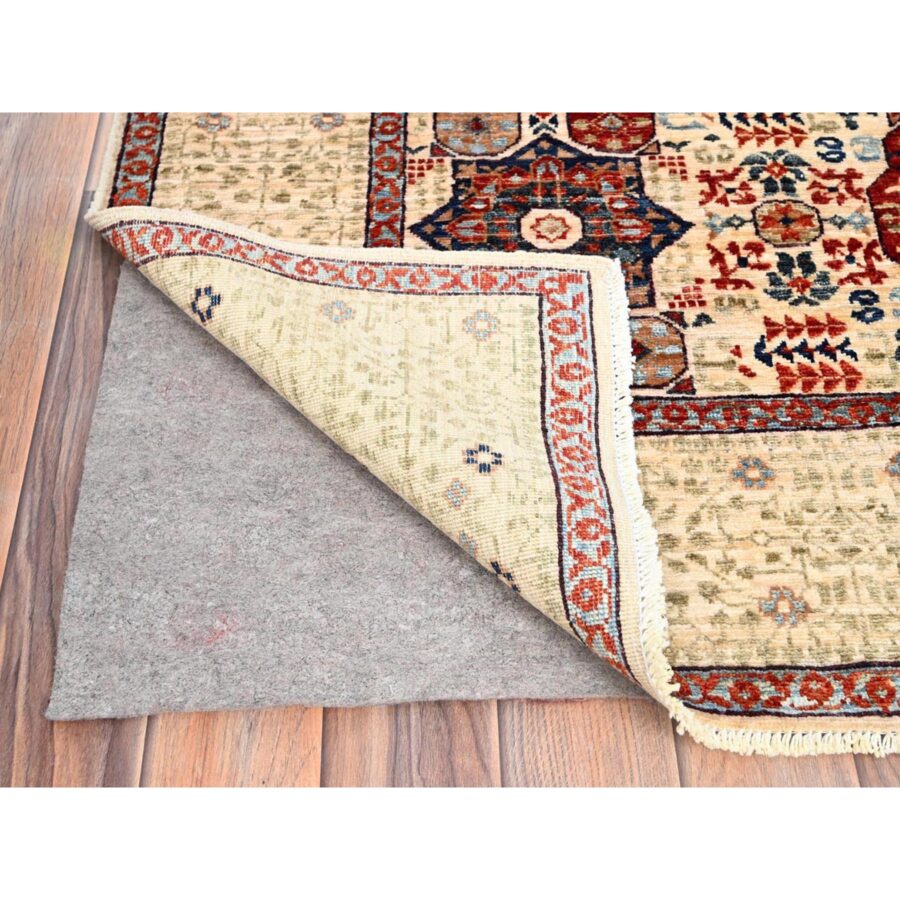 4'10"x7' Alabaster White, 200 KPSI, Hand Knotted, Vegetable Dyes, 100% Wool, 14th Century Mamluk Dynasty Pattern, Oriental Rug Sh85865 - Image 3