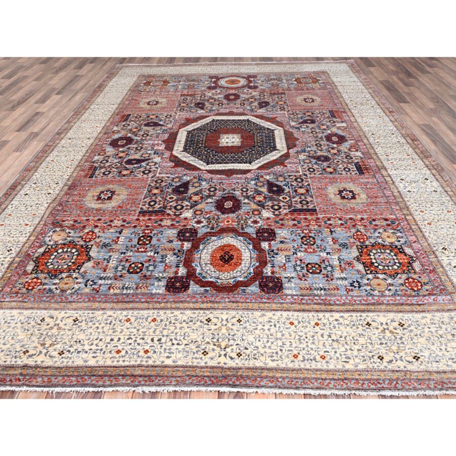 8'10"x12' Candy Red, Natural Wool, 200 KPSI, 14th Century Mamluk Dynasty Pattern, Vegetable Dyes, Hand Knotted, Oriental Rug Sh85871 - Image 2