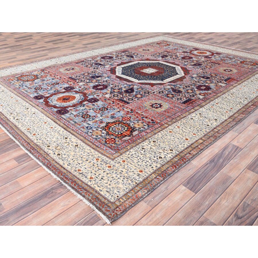 8'10"x12' Candy Red, Natural Wool, 200 KPSI, 14th Century Mamluk Dynasty Pattern, Vegetable Dyes, Hand Knotted, Oriental Rug Sh85871 - Image 3
