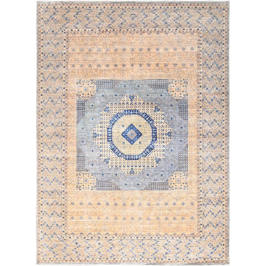 9'10"x13'10" Almond Brown, 14th Century Mamluk Dynasty Pattern, 200 KPSI, Vegetable Dyes, Soft Wool, Hand Knotted, Oriental Rug Sh85873