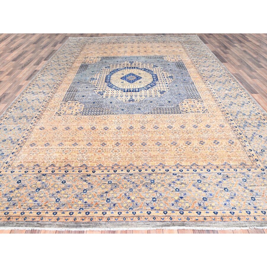 9'10"x13'10" Almond Brown, 14th Century Mamluk Dynasty Pattern, 200 KPSI, Vegetable Dyes, Soft Wool, Hand Knotted, Oriental Rug Sh85873 - Image 2