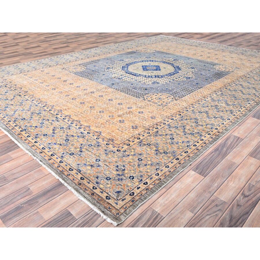 9'10"x13'10" Almond Brown, 14th Century Mamluk Dynasty Pattern, 200 KPSI, Vegetable Dyes, Soft Wool, Hand Knotted, Oriental Rug Sh85873 - Image 3