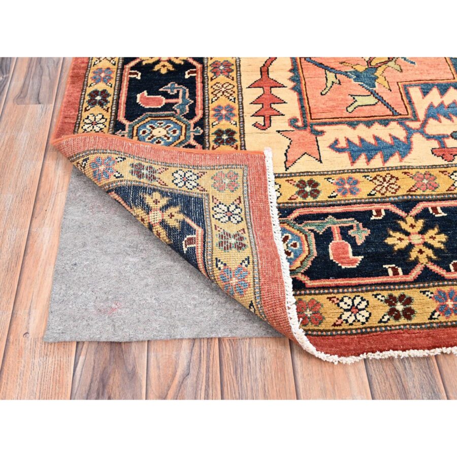 8'2"x10' Arabesque Red With Penn Blue, Velvety Wool Hand Knotted, Afghan Serapi Heriz  Natural Dyes, Oriental Rug Sh86201 - Image 4