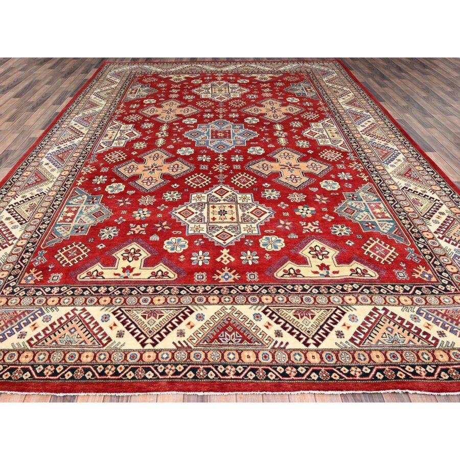 10'1"x13'9" Turkey Red, Special Kazak with All Over Medallions Vegetable Dyes, Extra Soft Wool Hand Knotted, Oriental Rug Sh86207 - Image 2
