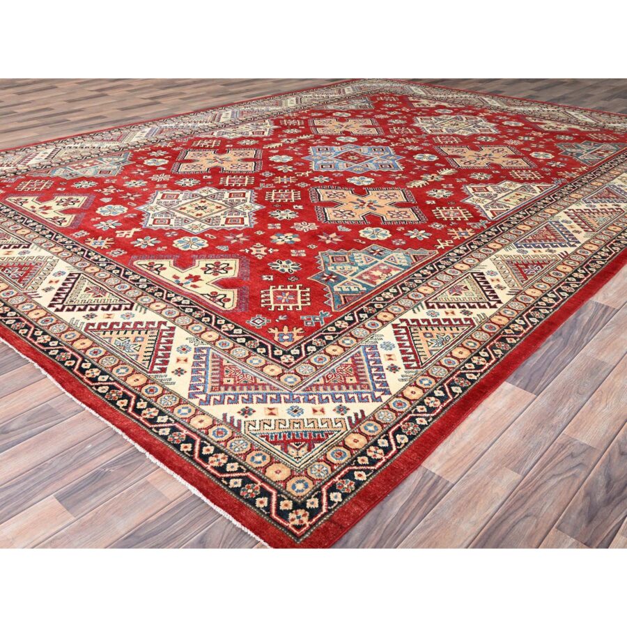 10'1"x13'9" Turkey Red, Special Kazak with All Over Medallions Vegetable Dyes, Extra Soft Wool Hand Knotted, Oriental Rug Sh86207 - Image 3