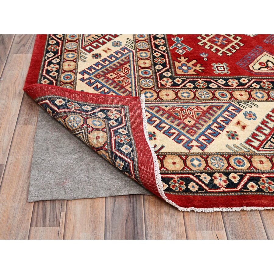 10'1"x13'9" Turkey Red, Special Kazak with All Over Medallions Vegetable Dyes, Extra Soft Wool Hand Knotted, Oriental Rug Sh86207 - Image 4