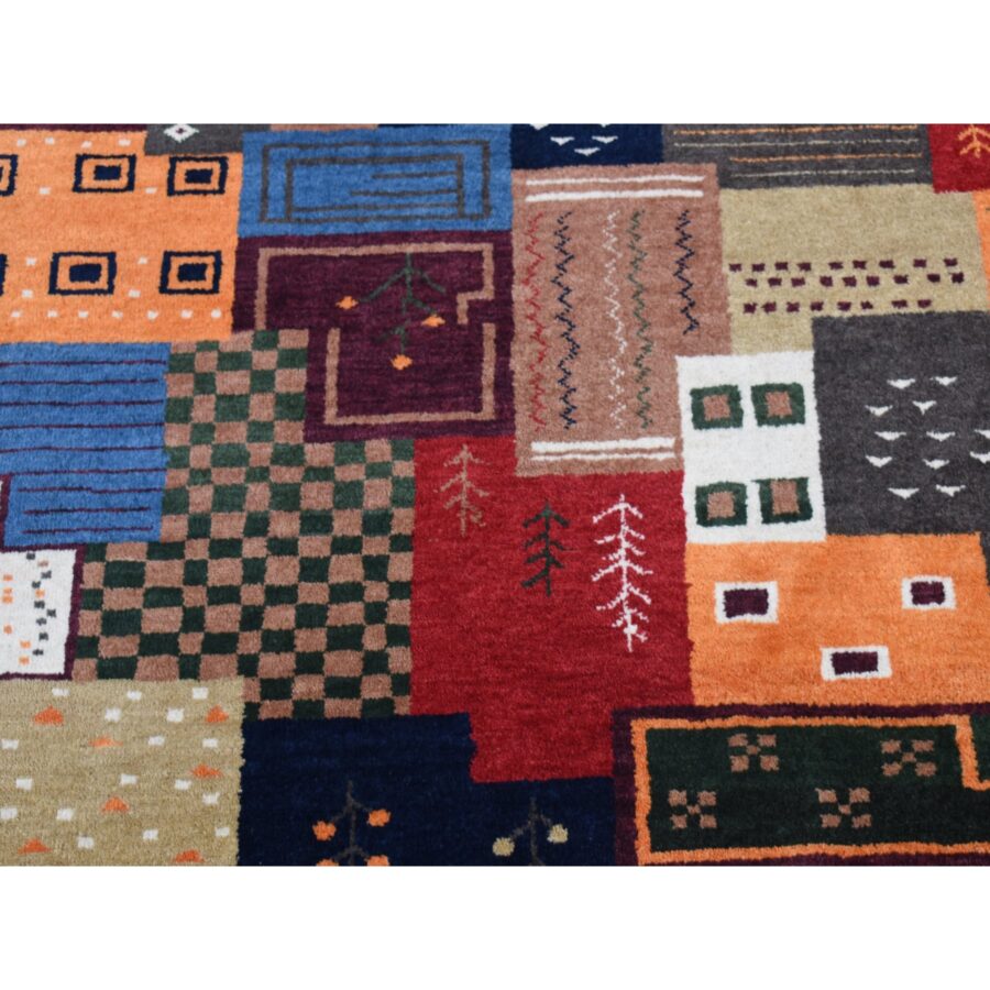 3'10''x5'8'' Dutch white, Persian Lori Buft, Gabbeh, Patchwork Design, Wool Hand Knotted Oriental Rug Sh87198 - Image 3