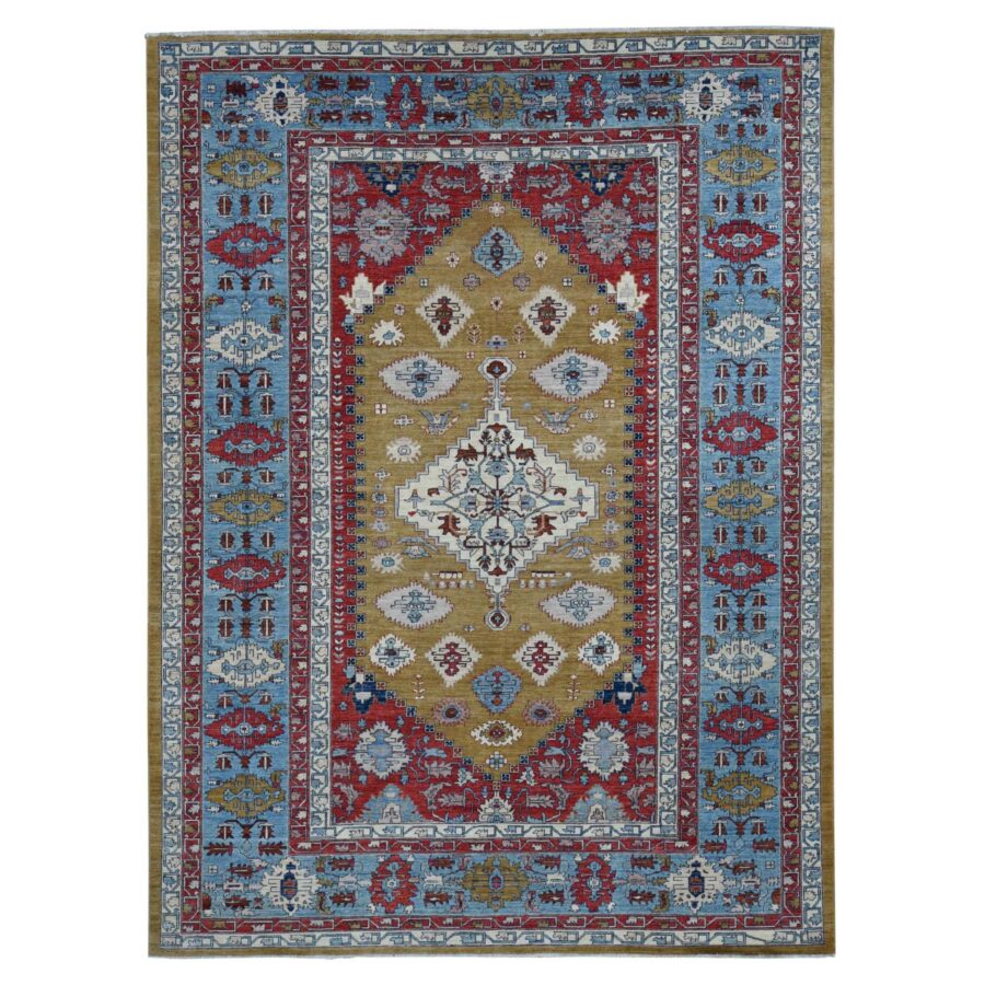 9'10"x13'10" Old Moss Green, Geometric Bakshaish Design Peshawar, Hand Knotted, Pure Wool, Oriental Rug Sh87536