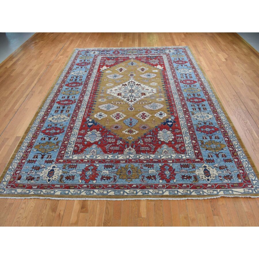 9'10"x13'10" Old Moss Green, Geometric Bakshaish Design Peshawar, Hand Knotted, Pure Wool, Oriental Rug Sh87536 - Image 2