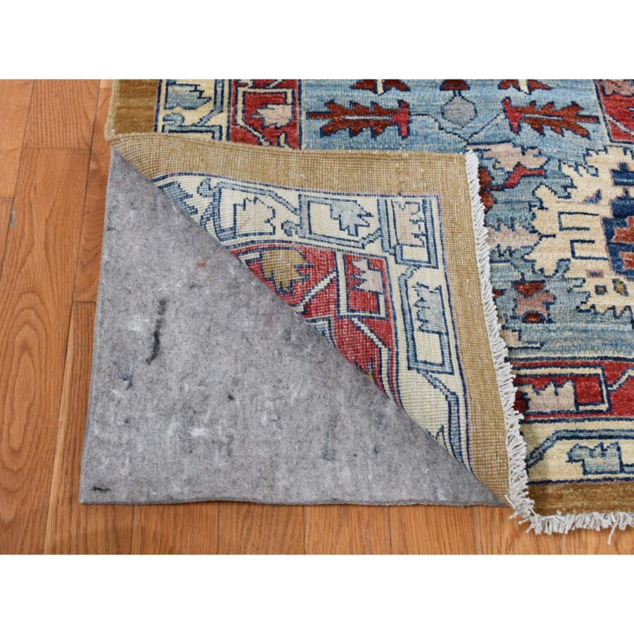 9'10"x13'10" Old Moss Green, Geometric Bakshaish Design Peshawar, Hand Knotted, Pure Wool, Oriental Rug Sh87536 - Image 4