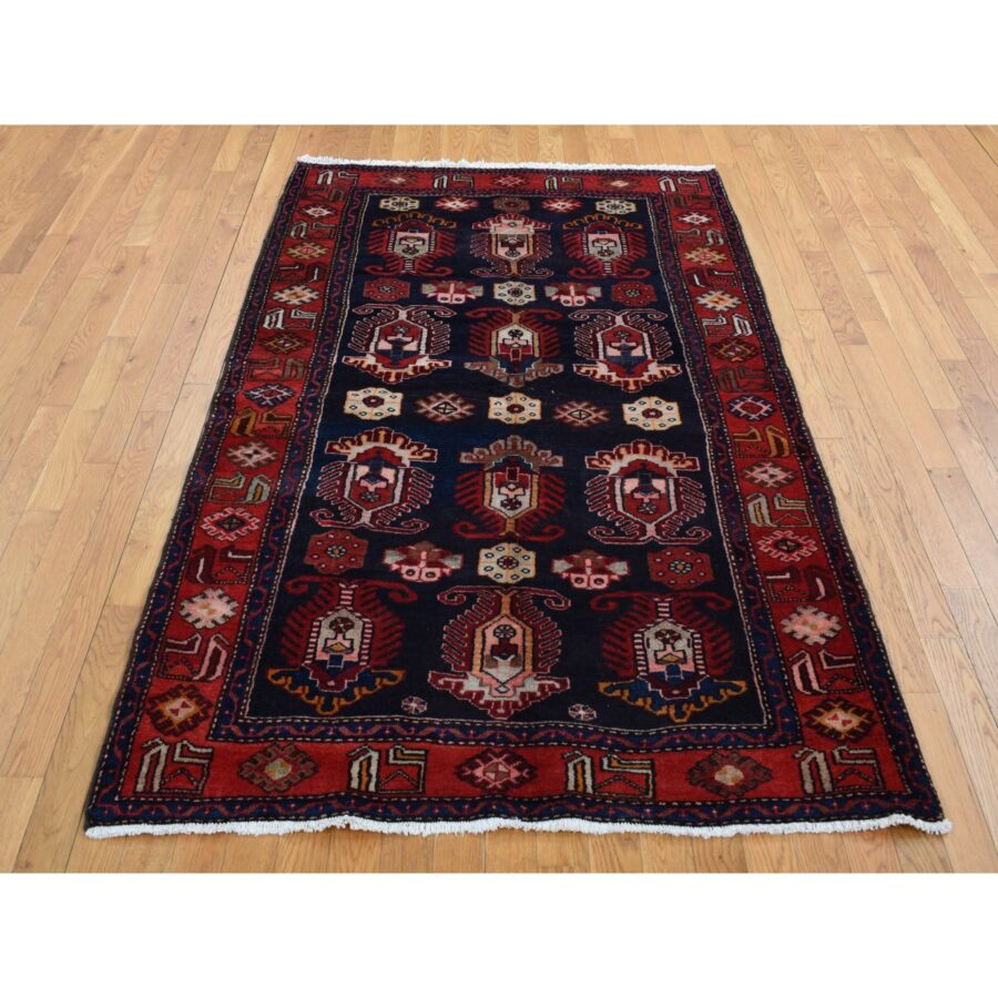 4'8"x7' Barn Red, Persian Malayer Repetitive Geometrical Medallions, Full Pile, Hand Knotted, Pure Wool, Oriental Rug Sh87540 - Image 2