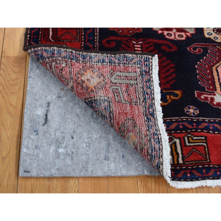 4'8"x7' Barn Red, Persian Malayer Repetitive Geometrical Medallions, Full Pile, Hand Knotted, Pure Wool, Oriental Rug Sh87540 - Image 4