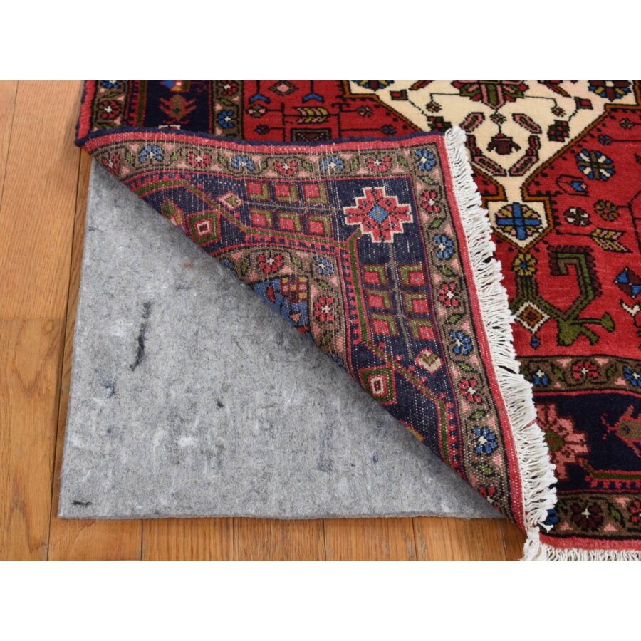 3'2"x5'2" Carnelian Red, New Persian Hamadan Double Geometric Medallion, Pure Wool, Hand Knotted, Oriental Rug Sh87551 - Image 3