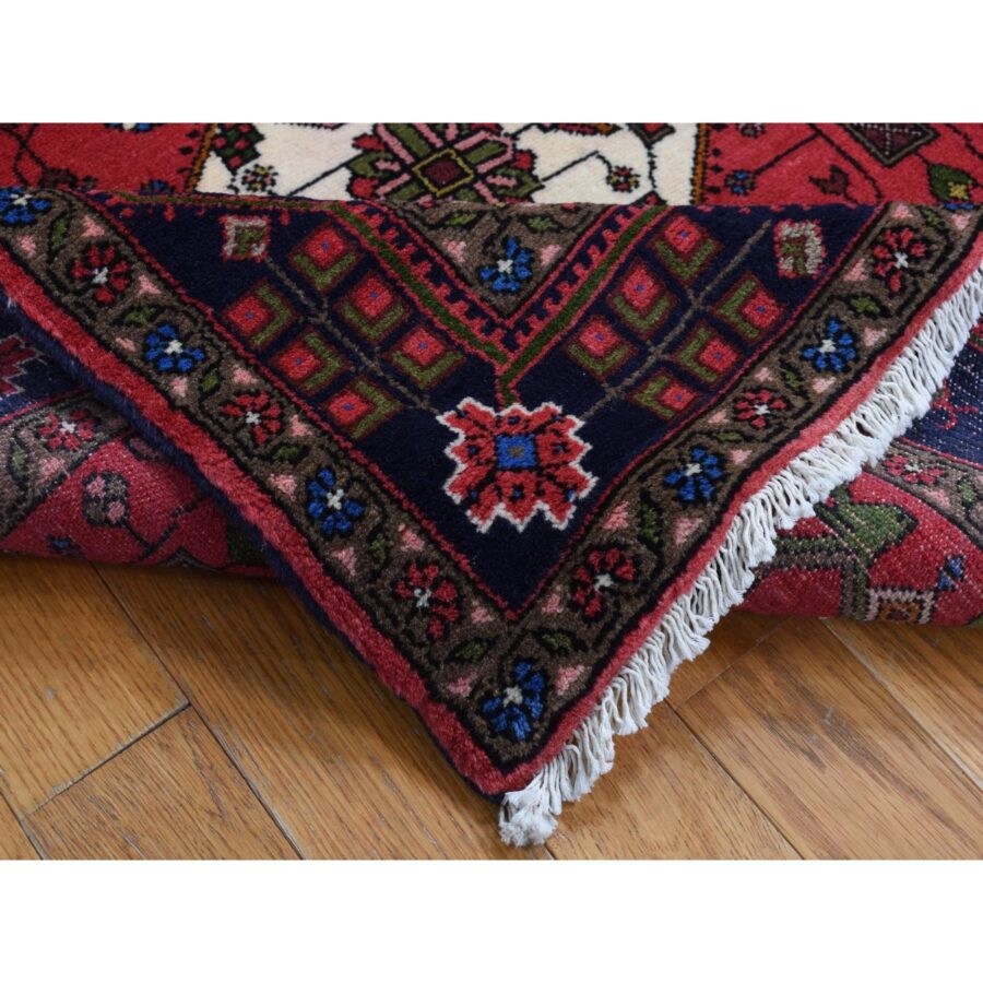 3'2"x5'2" Carnelian Red, New Persian Hamadan Double Geometric Medallion, Pure Wool, Hand Knotted, Oriental Rug Sh87551 - Image 4