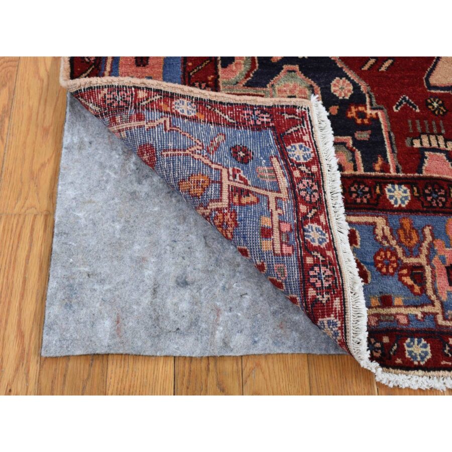 5'3"x9'10" Barn Red, Vintage North West Persian, Open Field Geometric Design, Pure Wool, Hand Knotted, Clean with No Wear, Oriental Rug Sh87573 - Image 4