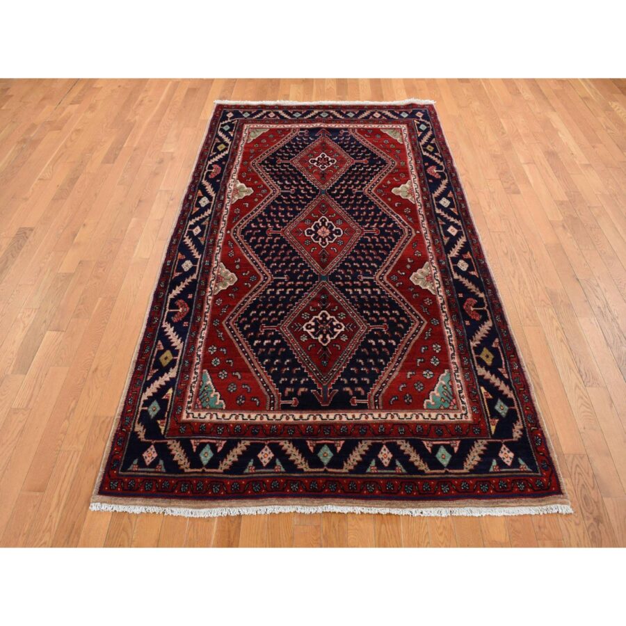 5'1"x9'7" Fire Brick Red, New Persian with Triple Serrated Medallion Design, Camel Hair, Pure Wool, Hand Knotted, Oriental Rug Sh87575 - Image 2